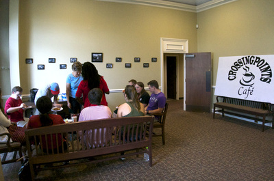 People sitting in CrossingPoints cafe