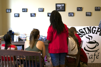 People sitting in CrossingPoints cafe