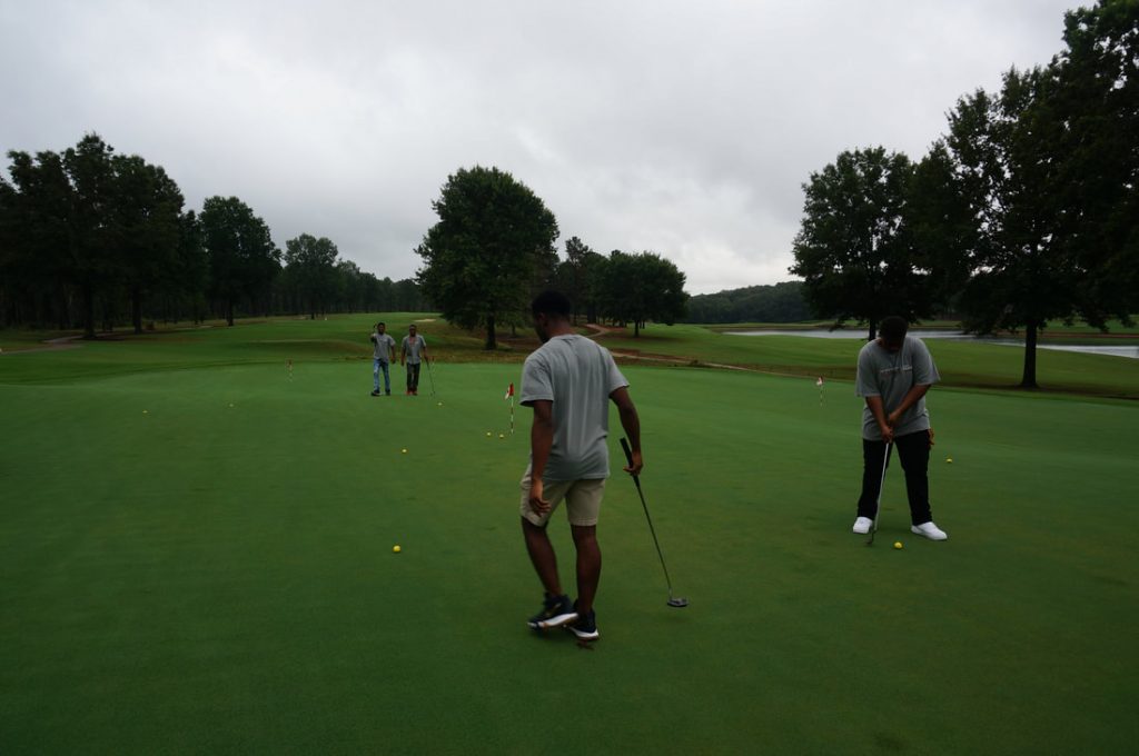 Group of people playing golf