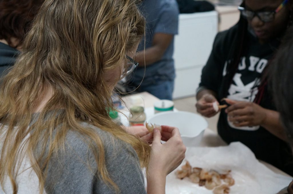 Girl working with food